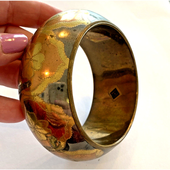 Chunky Brass Bangle Bracelet Silver Gold & Copper Finish Made in India Boho - Picture 7 of 8